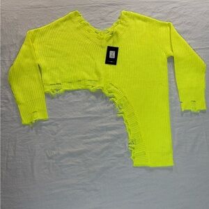 Fashion Nova Bright Yellow Knit Sweater